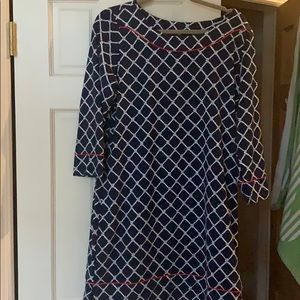 Lands end dress. Blue and white.